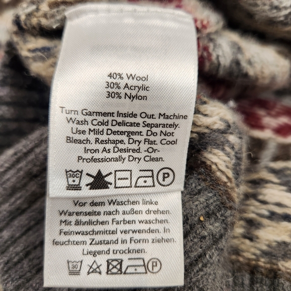 Eddie Bauer Fair Isle Crew Neck Sweater Wool Blend Holiday Winter Mens Medium - Picture 6 of 7